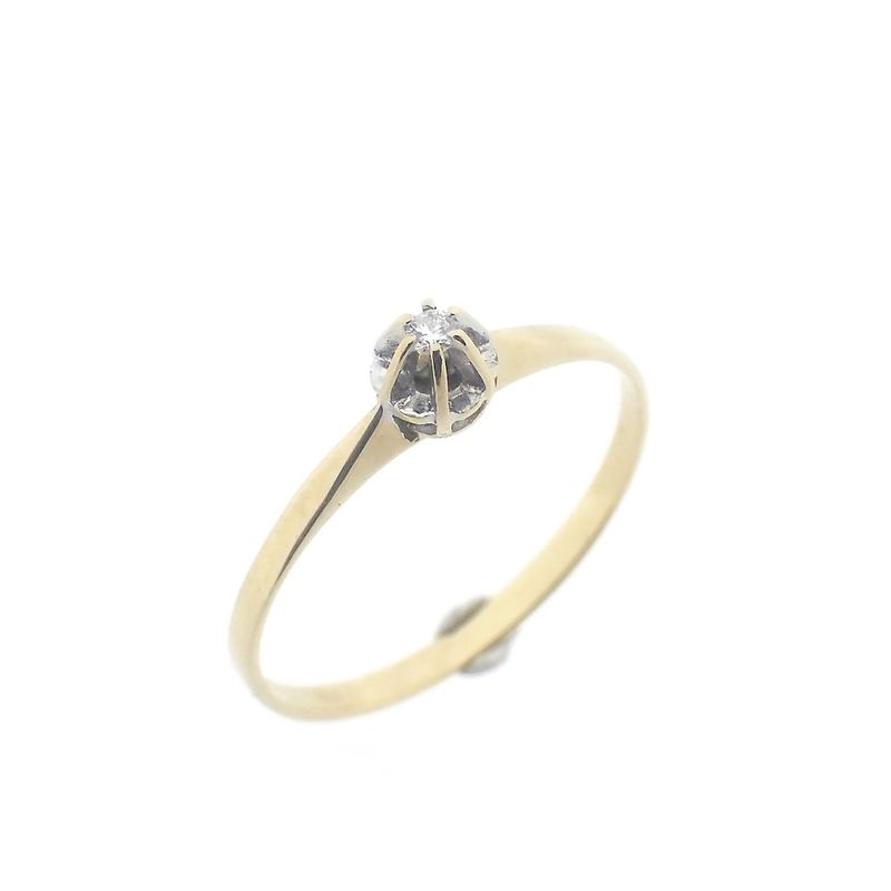 Image 1 of Gold solitaire ring with diamond 0.03 ct.
