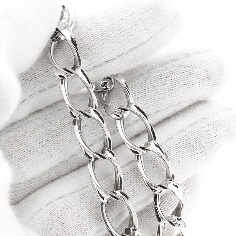 Image 6 of Silver Wide Gourmet Link Bracelet