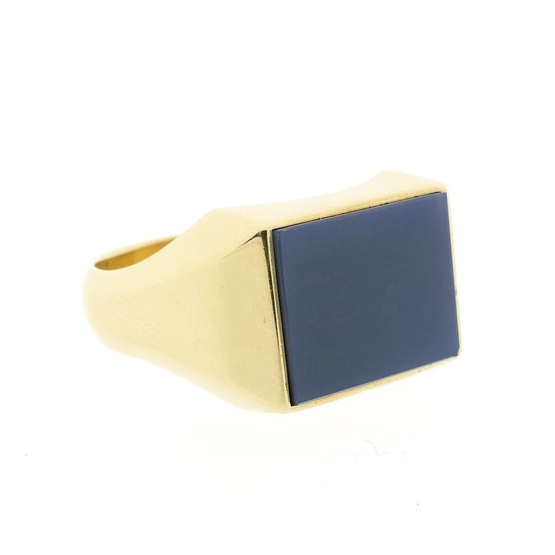 Image 3 of Gold signet ring with blue layered stone | Constant