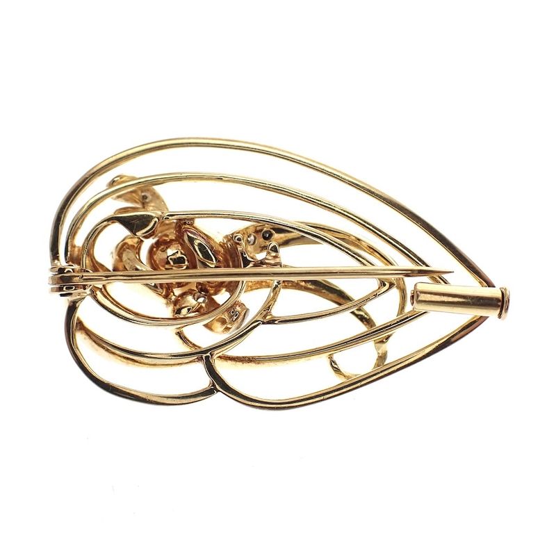 Image 4 of Two-tone gold fantasy brooch with pearl and diamond