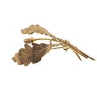 Image 1 of Gold brooch nature design; oak leaf