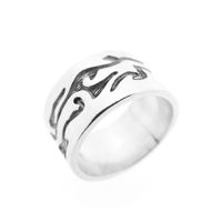 Wide silver ring with tribal