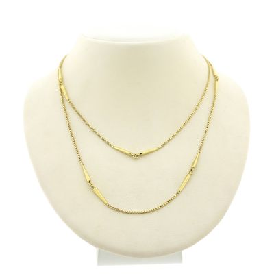 Image 1 of Long gold Venetian link chain.