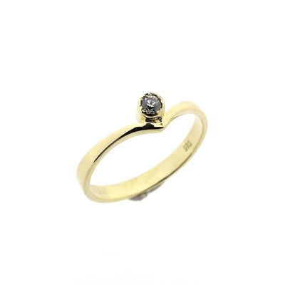 Image 1 of Gold V-shaped ring with zirconia