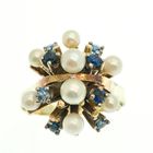 Image 2 of Gold cocktail ring with sapphire and freshwater pearl