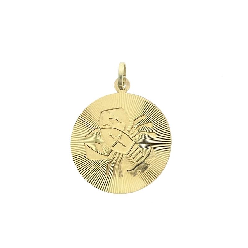 Image 1 of Gold zodiac sign pendant; Cancer
