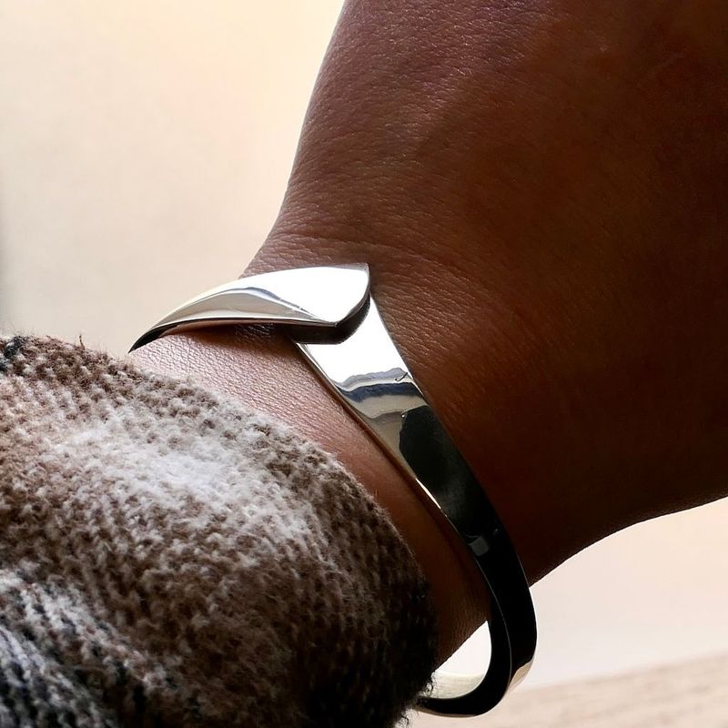 Image 6 of Silver Slave Bracelet; Size M