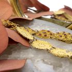 Image 2 of Vintage/antique gold boat bracelet with garnet | 20 cm