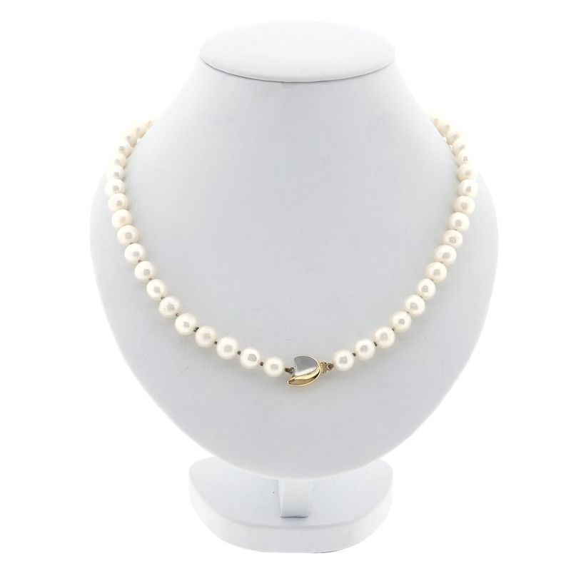 Image 1 of Pearl necklace with 9 carat bicolor clasp