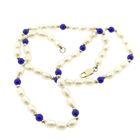 Image 7 of Pearl necklace with lapis lazuli and gold clasp | 42 cm