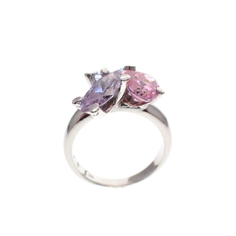 Image 5 of Silver cluster ring with large pastel zirconias