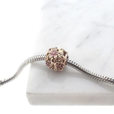 Image 2 of Pandora Moments openwork charm; Rose gold plated; Pink Daisies