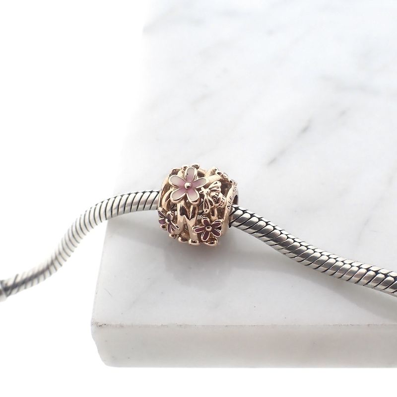 Image 2 of Pandora Moments openwork charm; Rose gold plated; Pink Daisies