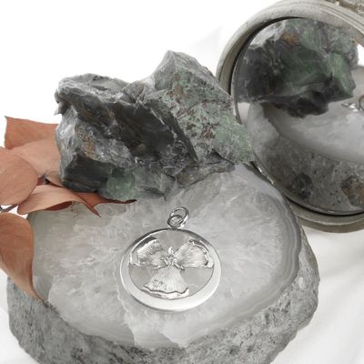 Image 2 of Silver round pendant with guardian angel