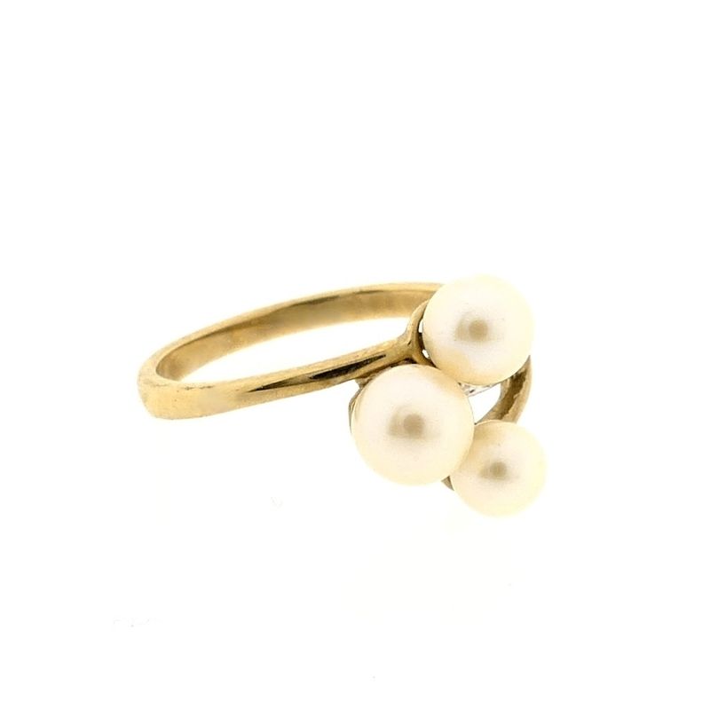 Image 5 of 8K Ring with pearls and diamonds | 0.005 ct.