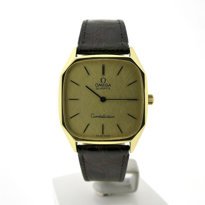 Image 1 of Omega Constellation; Vintage 18k gold men's watch with a linen dial