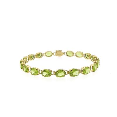Image 1 of Gold tennis bracelet with peridot | 18 cm