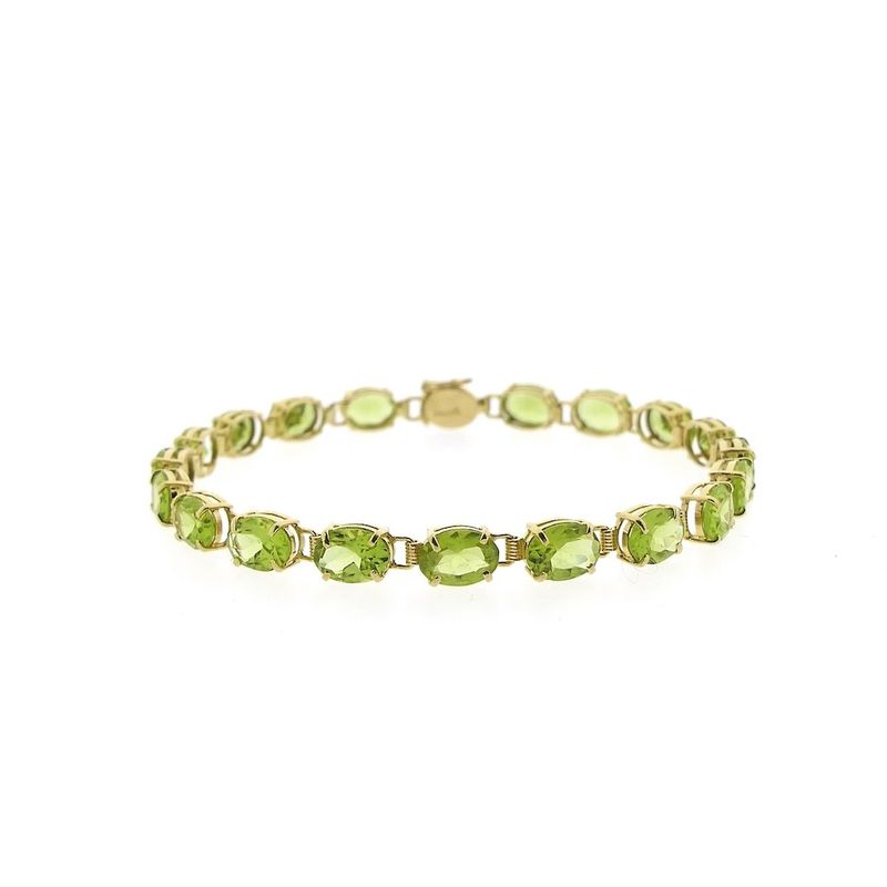 Image 1 of Gold tennis bracelet with peridot | 18 cm