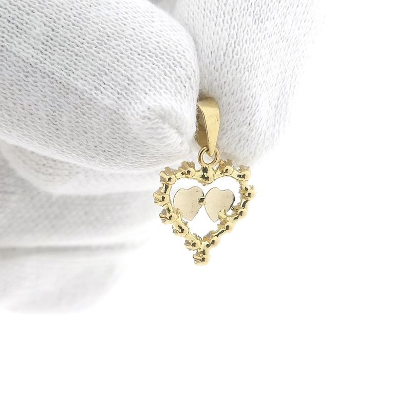 Image 10 of Two-tone gold heart pendant with zirconia