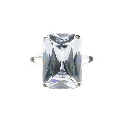 Image 2 of Silver solitaire ring with clear zirconia