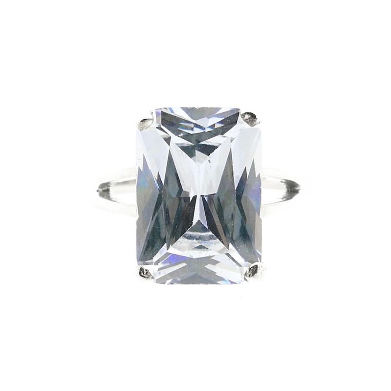 Image 2 of Silver solitaire ring with clear zirconia