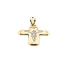 Image 7 of Bicolor Gold Cross Pendant with Engraved Corpus