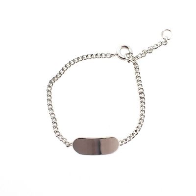 Image 1 of Silver children's link bracelet with engraving plate