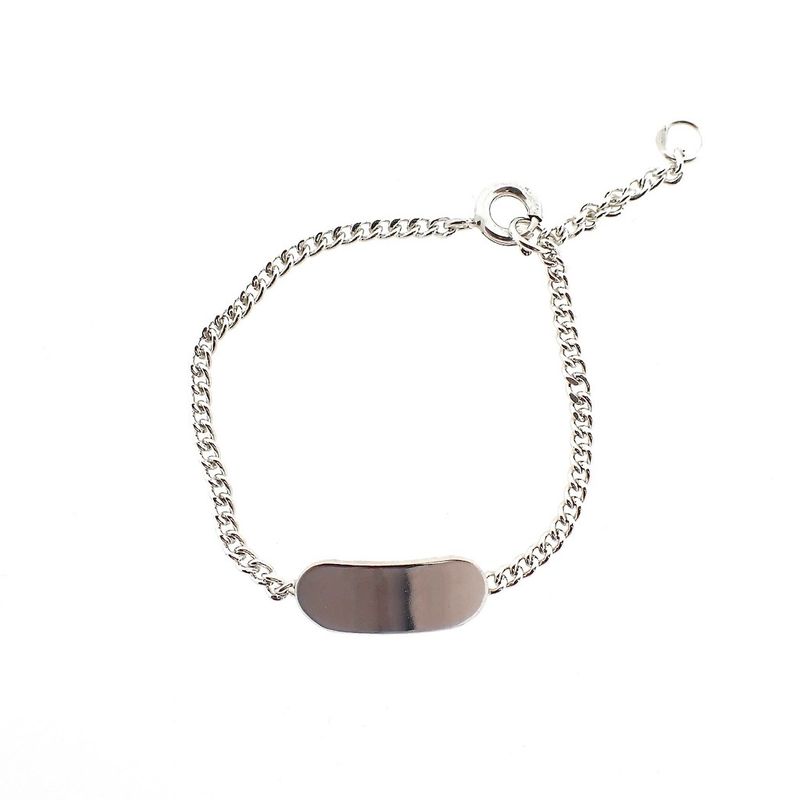 Image 1 of Silver children's link bracelet with engraving plate