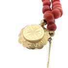 Image 9 of Antique blood coral bead necklace with gold clasp.