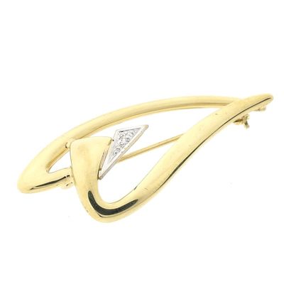 Image 2 of Gold abstract brooch with diamond 0.005 ct.