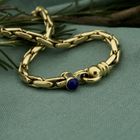 Image 2 of Vintage gold anchor link bracelet with lapis lazuli | 19.5 cm
