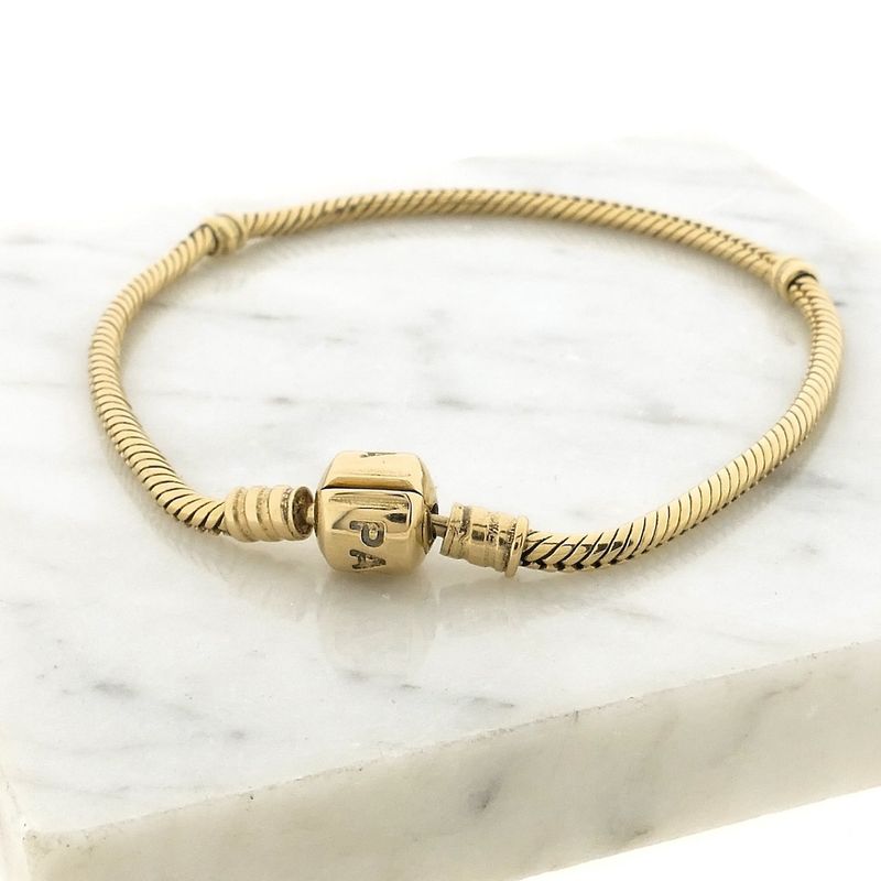 Image 3 of Gold Pandora bracelet; Snake Chain | 21 cm
