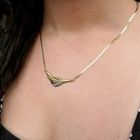 Image 11 of Two-tone gold necklace with fixed pendant and diamond; 0.005 ct.