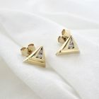 Image 4 of Gold triangle stud earrings with zirconia