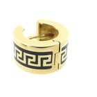 Image 8 of Gold hinged hoop earrings with a meandering pattern in black enamel; Ø 15.2 mm