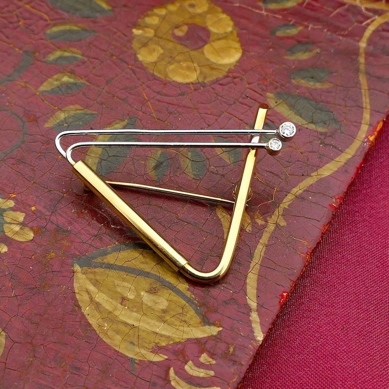 Image 2 of Two-tone gold dynamic brooch with zirconia