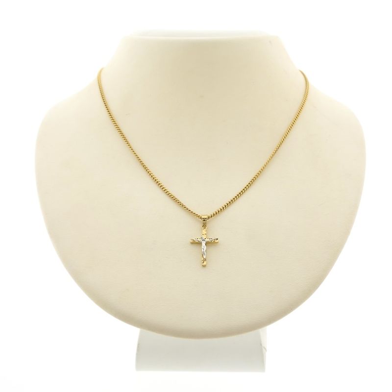 Image 4 of Two-tone gold pendant of a cross with corpus