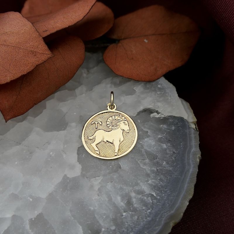 Image 2 of Gold zodiac sign pendant; Capricorn