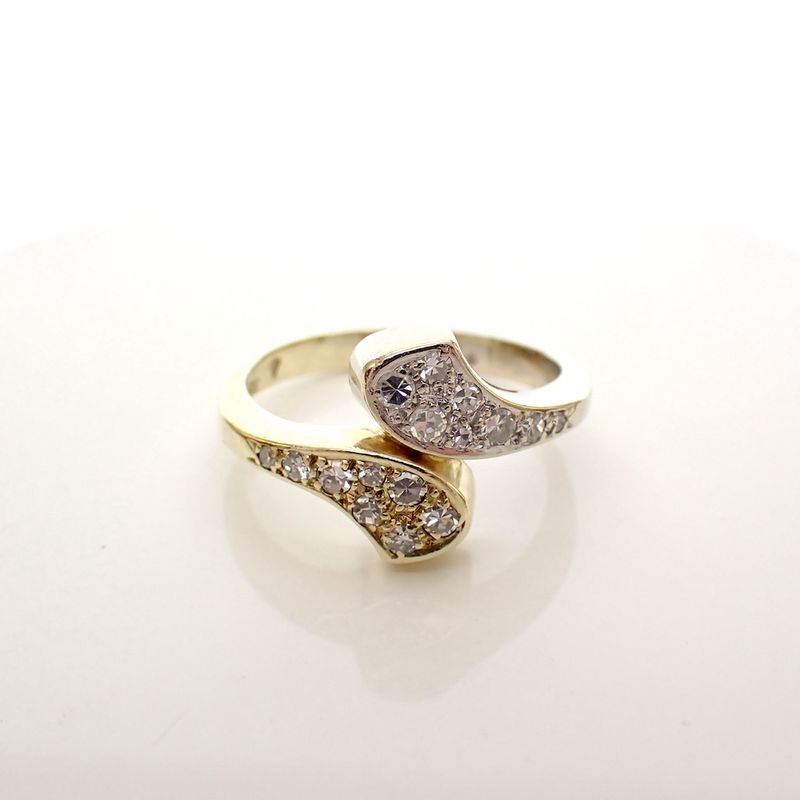 Image 3 of Two-tone gold pavé ring with diamonds; 0.34 ct.