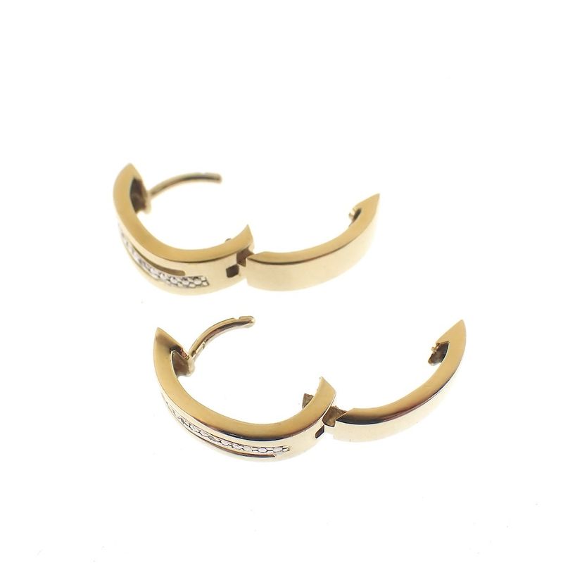 Image 6 of Two-tone gold hoop earrings with diamonds | 0.03 ct.