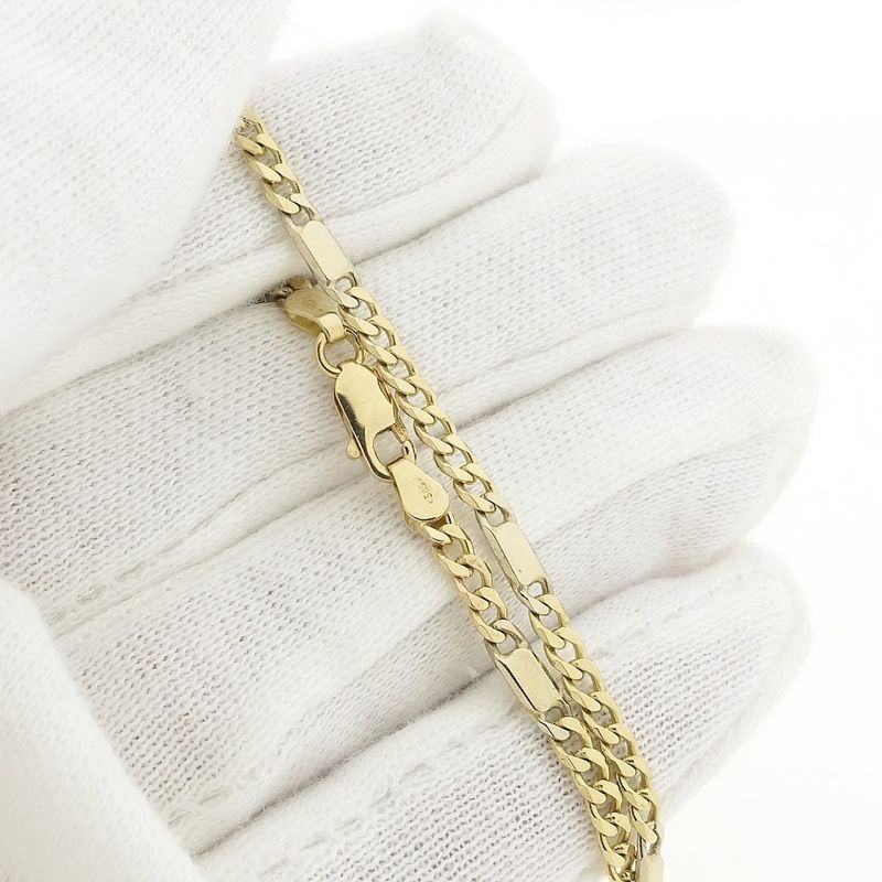 Image 5 of Two-tone gold Figaro link bracelet | 17 cm