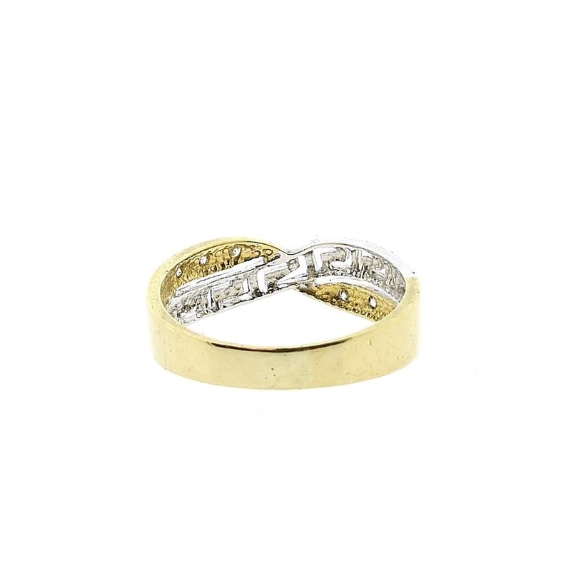 Image 4 of Two-tone gold ring with a meander pattern and zirconia