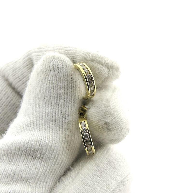 Image 7 of Gold semicircular earrings with zirconia