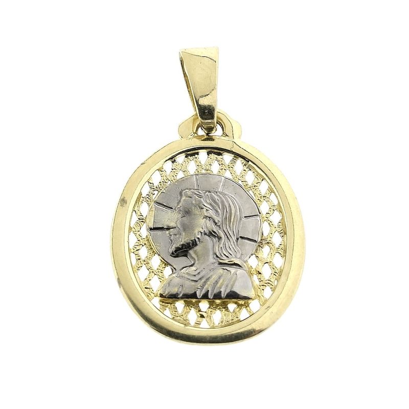 Image 1 of Two-tone gold pendant of Jesus Christ