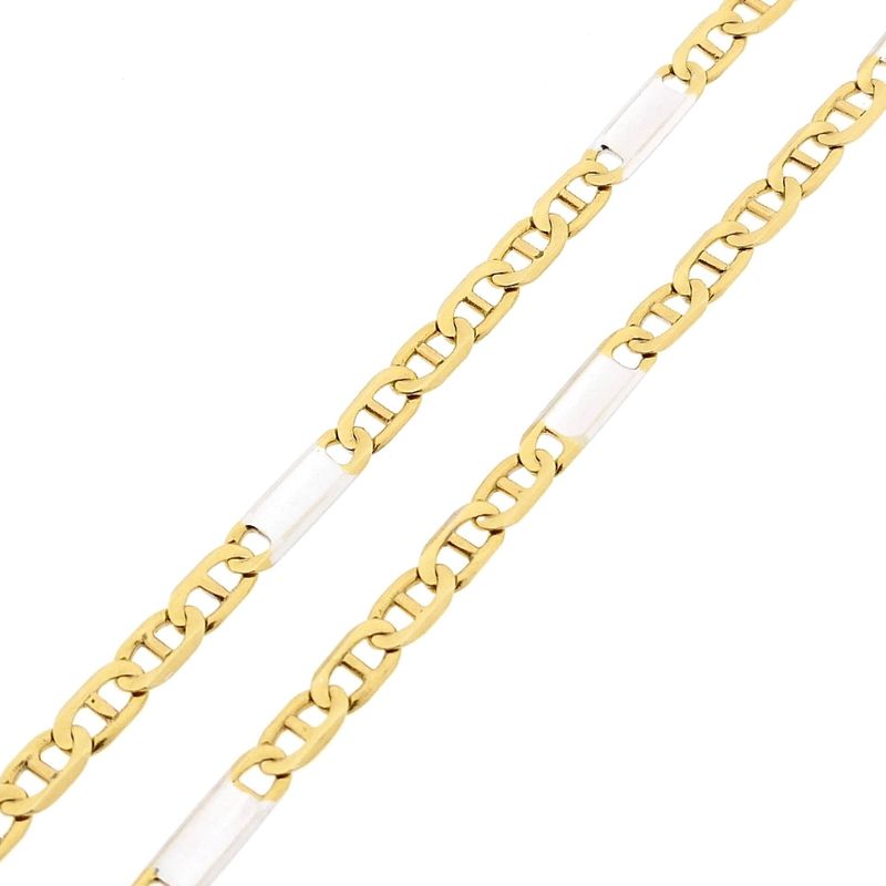 Afbeelding 6 van Bicolor gouden marineschakel ketting | 61,5 cm 