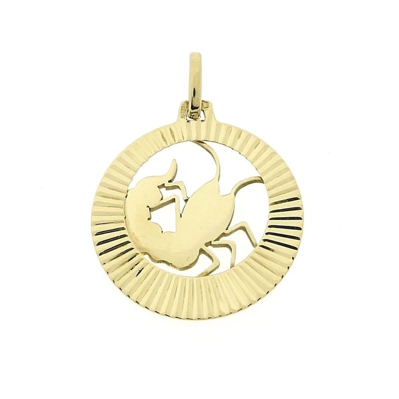 Image 5 of Gold zodiac sign pendant; Cancer