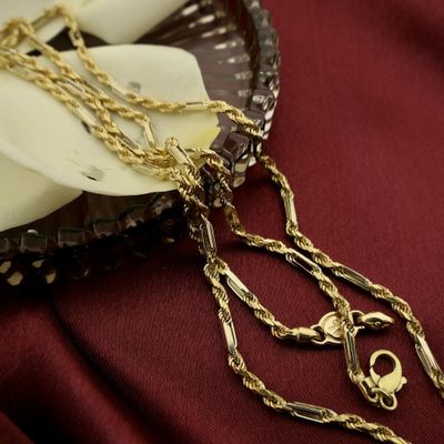 Two-tone gold Figarope necklace; Cento group | 60 cm Image 2 of Two-tone gold Figarope necklace; Cento group | 60 cm