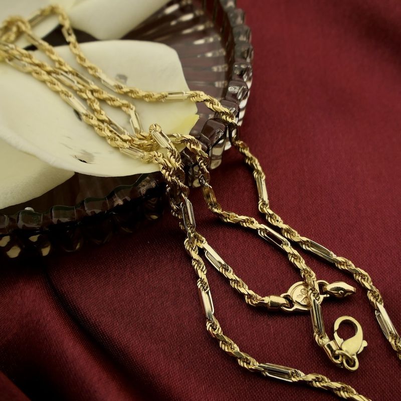 Image 2 of Two-tone gold Figarope necklace; Cento group | 60 cm