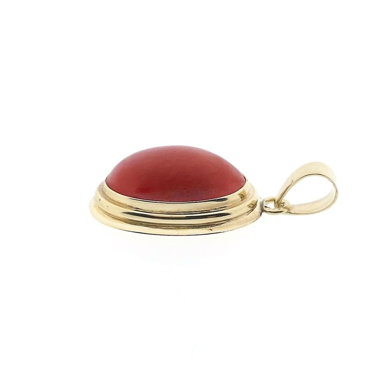 Image 3 of Antique gold pendant with blood coral.