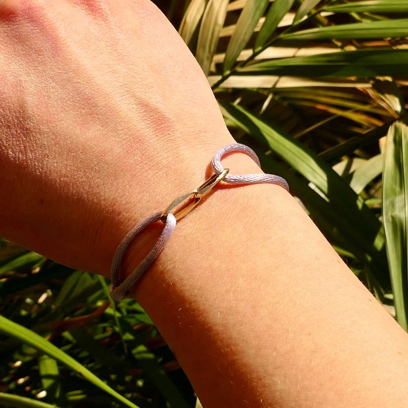 Image 2 of Forever Knots® Handcrafted Lilac Satin Bracelet with Gold Link